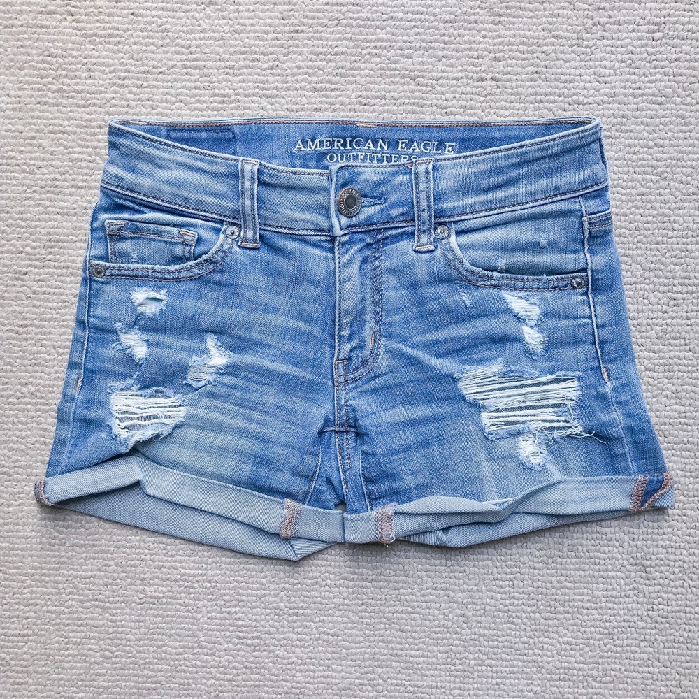 American Eagle Distressed Denim Shorts - size 0